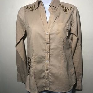 FCNY Ladies Western Embroidered Shirt Sz S